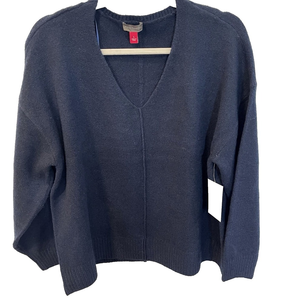 Vince Camuto‎ Women's L Oversize Sweater Center Seam Drop Shoulder Navy Blue New